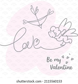 A valentine card with cute contour images of holiday symbols. Happy Valentine's Day.