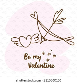 A valentine card with cute contour images of holiday symbols. Happy Valentine's Day.