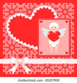 Valentine card with cute cupid