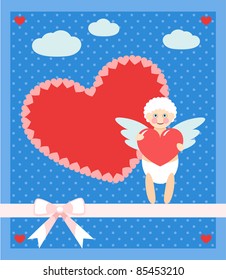 Valentine card with cute cupid