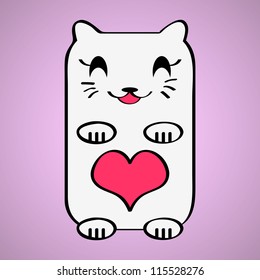 Valentine card with cute kitty