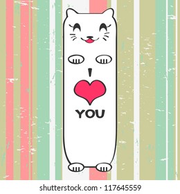 Valentine card with cute kitty