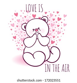 Valentine card: cute teddy bear.