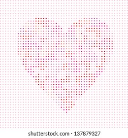 valentine card design with heart made of polka dots, vector concept isolated on white background