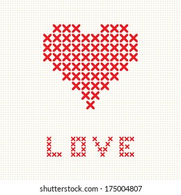 Valentine Card With Embroidered Heart