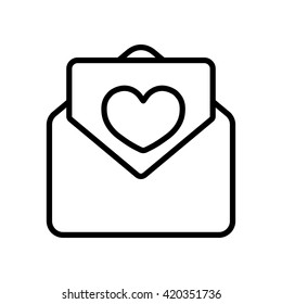 valentine card envelope love mail postcard thin line icon