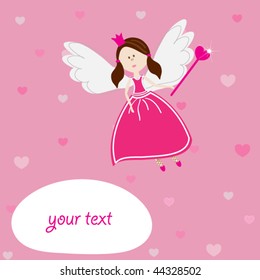 Valentine card with fairy. Vector.