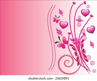 Valentine card with floral background.