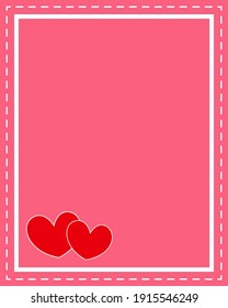 Valentine card frame with red hearts and a blank space for your text.