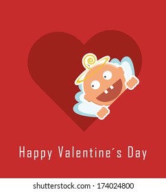 Valentine card with funny cupid (vector)