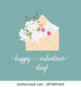 valentine card with gift envelope in modern style. vector element