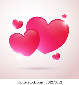 Valentine card with glass heart. February 14. Vector.