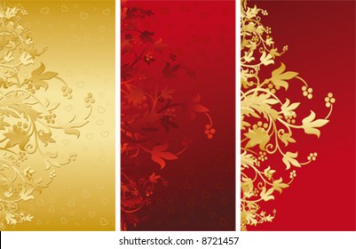 Valentine card with gold decoration and heart shape