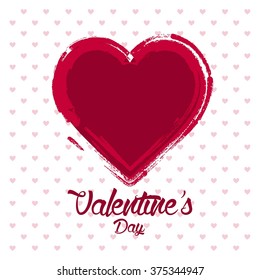 valentine Card with grunge heart and pattern. Vector illustration.