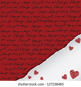valentine card with handwritten I love you