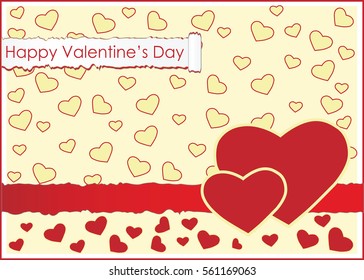 valentine card with harts on yellow background vector image