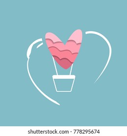 valentine card with a heart balloon