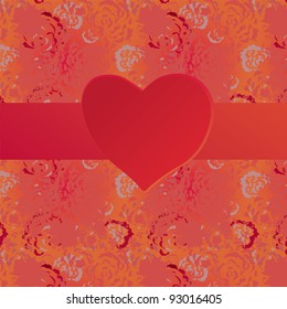 Valentine card with heart and grunge pattern