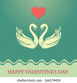 Valentine card with heart and swans