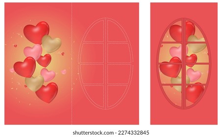 valentine card with heart and window