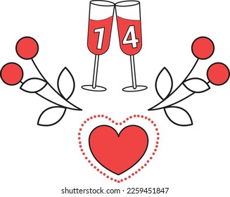valentine card with hearts and glasses boy and girl as lovers