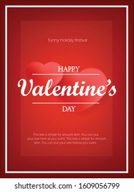 Valentine card with hearts and simple text on red background. 