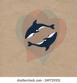 Valentine card killer. kraft background.