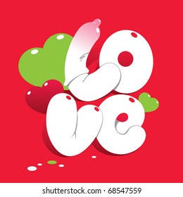 Valentine card with lettering LOVE. For themes like love, valentine's day, holidays. Vector illustration.