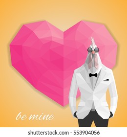 Valentine card. Love cock.