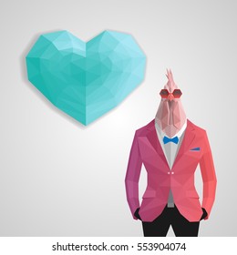 Valentine card. Love cock.