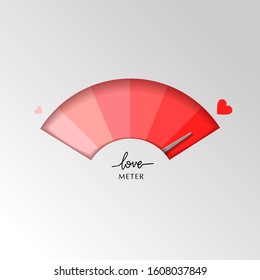 Valentine card with love gauge concept design on white background suitable for cards, postcards, promotion. Layered love meter. Vector illustration.