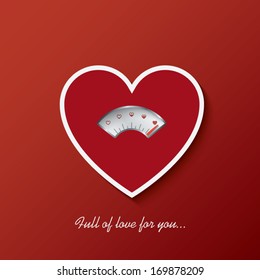Valentine card with love gauge concept design on red background suitable for cards, postcards, promotion, etc. Eps10 vector illustration