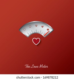 Valentine Card With Love Gauge Concept Design On Red Background Suitable For Cards, Postcards, Promotion, Etc. Eps10 Vector Illustration