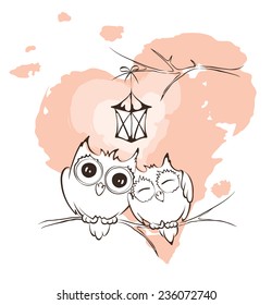 Valentine card - love owls