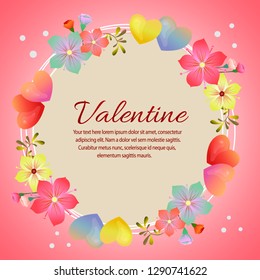 valentine card with love shape and soft flower