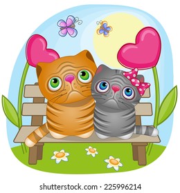 Valentine card with Lovers Cats 