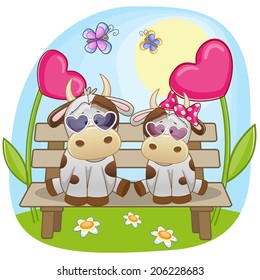 Valentine card with Lovers Cows 