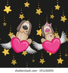 Valentine card with Lovers Dogs
