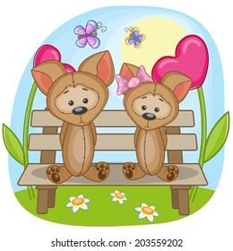 Valentine card with Lovers Dogs 
