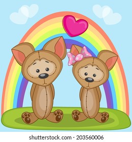 Valentine card with Lovers Dogs 
