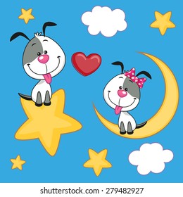 Valentine card with Lovers Dogs 