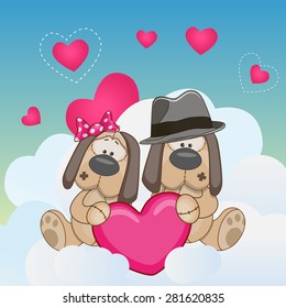 Valentine card with Lovers Dogs
