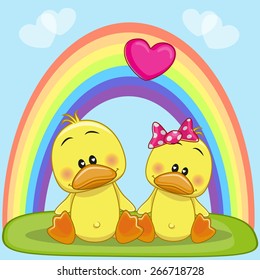 Valentine card with Lovers Ducks 