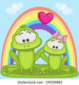 Valentine card with Lovers frogs