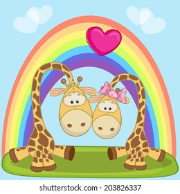 Valentine card with Lovers Giraffe 