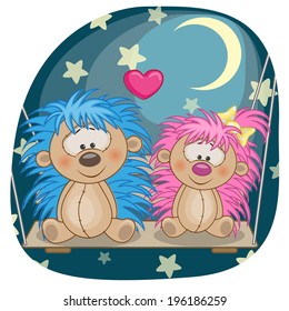 Valentine card with Lovers hedgehogs