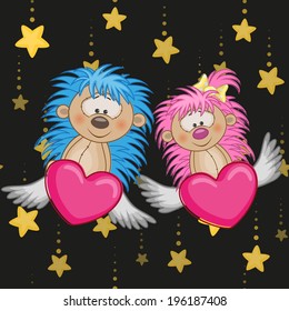 Valentine card with Lovers hedgehogs