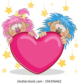 Valentine card with Lovers hedgehogs