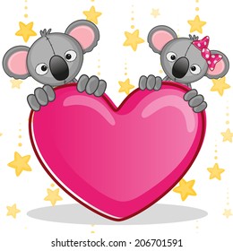 Valentine card with Lovers Koalas 