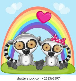 Valentine card with Lovers Lemurs 